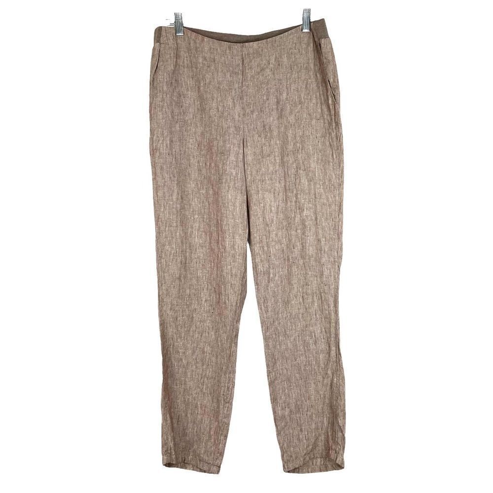J. Jill 100% linen pull on pants Sz M neutral brown